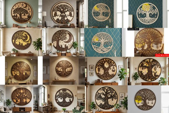 Download Laser Cut Moon Tree Wall Art SVG Bundle - Svg bundle Collection