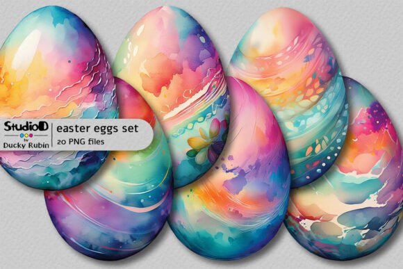 Download Colorful Watercolor Eggs Clipart Set - Watercolor eggs Collection