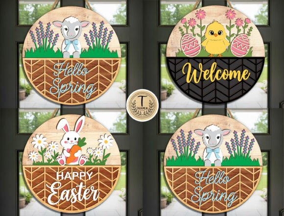 Download Spring Easter Door Sign SVG Bundle - Svg bundle Collection