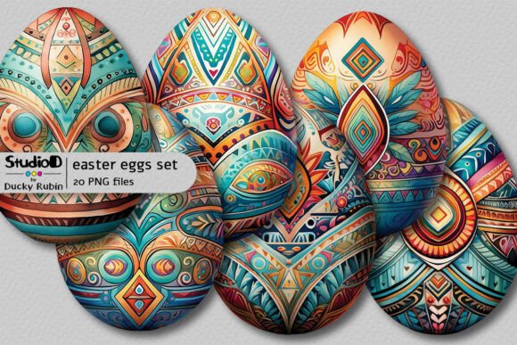 Download Watercolor Eggs Clipart Set - Tribal - Watercolor eggs Collection